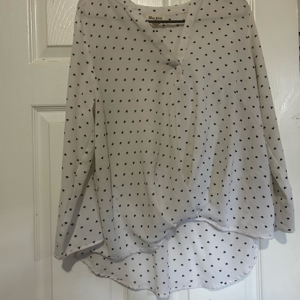 H&M White Blouse with Black Polka Dots